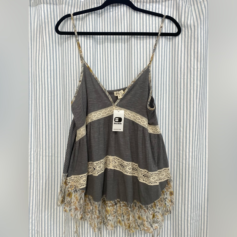 Gray and Cream Women's Top